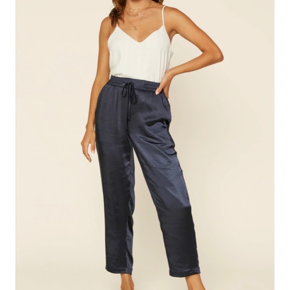 Skies Are Blue Pants - Skies are Blue navy satin pants size: M